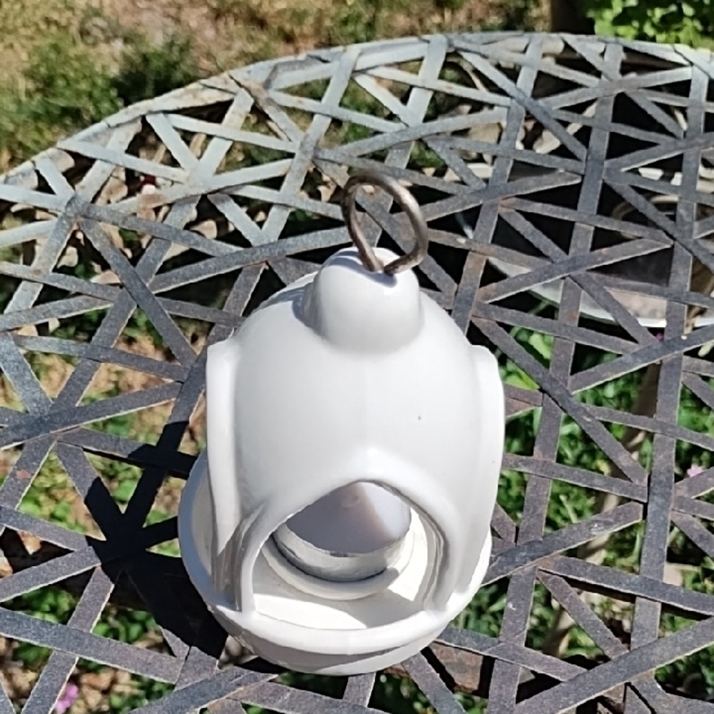 White Hanging  Voltive Candle Lantern